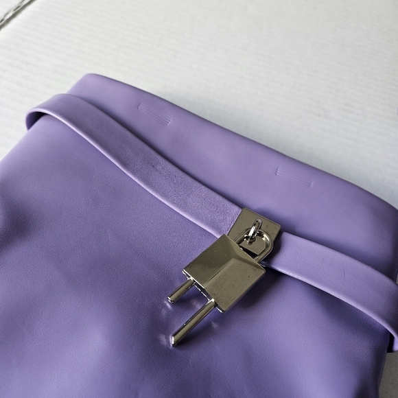 Liliana Lavender Purple Mutto-1 Padlock Detail Wedge Knee High Boot - Picture 4 of 9